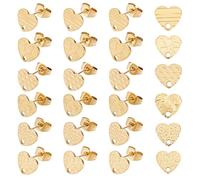 UNICRAFTALE 24pcs 6 Styles Heart Shape Stud Earrings Stainless Steel Earring with Ear Nuts Golden Heart Ear Studs for Jewelry Making DIY, Pin 0.8mm