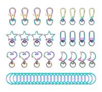 UNICRAFTALE 24Pcs 6 Styles Rainbow Swivel Lanyard Snap Hook with 24Pcs Key Rings Star Lobster Claw Clasps Snap Hooks and Key Rings Metal Keys Chain Clip Hooks for Keys Chain Making Kit Jewelry Making