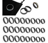 UNICRAFTALE 24pcs 8 Sizes Black Blank Core Finger Rings Stainless Steel Grooved Finger Ring Wide Band Round Empty Ring for Inlay Ring Jewelry Making Gift Size 6-13