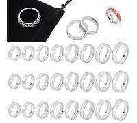 UNICRAFTALE 24pcs 8 Sizes Blank Core Finger Rings - Stainless Steel Grooved Wide Band Round Empty Ring for Inlay Wedding Jewelry Making Gift - Size 6-13