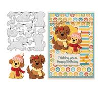 UNICRAFTALE 24pcs Animal Dog Cutting Dies for Card Making Animal Die Cut Metal Pet Cutting Die for Notebook Scrap Booking Birthday Dies Stencil DIY Embossing Paper Album Craft Decor