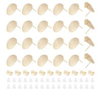 UNICRAFTALE 24Pcs Brass Ear Stud Findings with Loop 18K Gold Plated Stud Earring Findings Flat Round Ear Studs with 24Pcs Brass Ear Nuts 50Pcs Plastic Ear Nuts for DIY Earring Jewelry Making