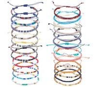 UNICRAFTALE 24Pcs Colorful Waterproof String Bracelets for Women Wave Boho Bracelet Adjustable Handmade Braided Bracelet Summer Beach Bracelet for Festival Accessories