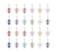 UNICRAFTALE 24PCS Stitch Markers Angel Stitch Markers Acrylic Beaded Knitting Stitch Markers 12 Colors Crochet Sewing Charms Notions with Removable Lobster Clasp for Knitting Weaving Accessories