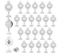 UNICRAFTALE 25Pcs First Communion Religious Lapel Pins Enamel Platinum Chalice Cross Design Holy Catholic Brooch Set Spirit Cross Lapel Pins for Eucharistic Minister Keepsake Gift 26.5x13mm