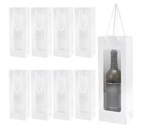 UNICRAFTALE 26 pcs Wine Bottle Gift Box with Window Paper Wine Gift Tote Bags with Visible Window White Rectangle Clear Windows Wines Bags for Wedding Reusable Flower Boxes for Holiday Birthday