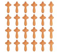UNICRAFTALE 26Pcs Hand Held Pine Small Wooden Crosses 64.5mm Brown Pocket Cross Portable Pray Holding Hand Cross Clinging Jesuss Gift for Pray Palm Church Jesuss