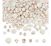 UNICRAFTALE 278Pcs 6 Styles Halloween Bead Synthetic Turquoise Skull Beads Rose Flower Beads White Gothic Cross Spacer Bead for DIY Jewelry Making Kits Halloween Decoration