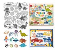 UNICRAFTALE 27Pcs Catoon Dinosaur Cutting Dies for Card Making Space Rocket Embossing Die Cuts Carbon Steel Template Metal Boy Element Greetings Die Cuts for DIY Scrapbooking Album Craft Home Decor