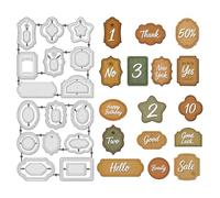 UNICRAFTALE 29pcs Mini Retro Label Metal Cutting Dies for Card Making Scrapbooking Tag Die Cuts Backgrounds Frame Embossing Template for DIY Photo Album Paper Craft Decoration