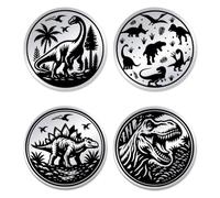 UNICRAFTALE 2Pc Stainless Steel Double Sided Decision Dinosaur Challenge Coins 2 Styles Dinosaur Tobriety Chip AA Coins and Medallions Token Sobriety Gifts for Men Women