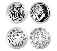 UNICRAFTALE 2Pcs 2 Styles Cat Mom Coins Cute Cat Coins Stainless Steel Funny Cats Coin Decision Maker Love Gift for Women Commemorative Coin with Paper Box for Pet Lovers