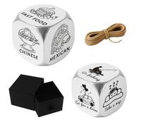 UNICRAFTALE 2Pcs 2 Styles Different Food Dices Stainless Steel Weekend Decision Dice Couple's Daily Activities Date Night Anniversary Steel Dice Gifts Valentines Day for Women Men
