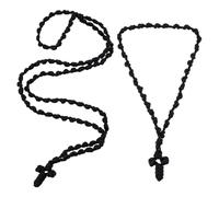 UNICRAFTALE 2Pcs 2 Styles Handmade Christian Orthodox Prayers Rope 100 Knot Black Orthodox Prayers Rope 52-130cm Christian Greek Ropes Polyester Blessing Cross Charm Tassel Car Charm