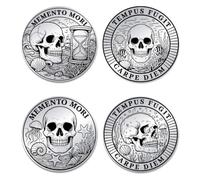UNICRAFTALE 2Pcs 2 Styles Memento Mori Coin Novelty Tempus Fugit Stoic Challenge Coin EDC Underwater Skeleton Stoic Challenge Coins Momento Mori Stoicism Gifts for Halloween DIY Men Women