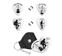 UNICRAFTALE 2Pcs 2 Styles Player Guitar Picks Gifts Guitar Pick Keychain Motivation Words Double-Side Stainless Steel Guitars Pick with Pu Leather Case Plectrum Guitars Set for Birthday