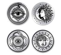 UNICRAFTALE 2Pcs 2 Styles Sun Moon Ouroboros All-Seeing Eye Lucky Coins Stainless Steel Double Sided Snakes All Seeing Eye Challenge Coin Metal Decision Coin for Man Women