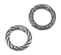 UNICRAFTALE 2pcs 2 Styles Tibetan Style Spring Gate Rings Antique Silver Stainless Steel Textured Snap Clasps O Ring Clips Snap Hooks Spring Keyring Buckle for Bag Purse Shoulder Strap Key Chains