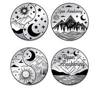 UNICRAFTALE 2Pcs 2 Styles Upon Awakening Coin Mon and Sun Yin Yang Medallion Stainless Steel Sobriety Coin Mountain Adventure Flip Coins for Alcoholics Anonymous Sobriety Gifts