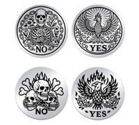 UNICRAFTALE 2Pcs 2 Styles Yes No Challenge Coin Phoenix and Skull Coins Stainless Steel Double Sided Chains and Flames Decision Coins Metal Decision Maker Commemorative Coin Gifts for Men Women
