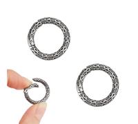 UNICRAFTALE 2pcs 22mm Tibetan Style Spring Gate Rings Antique Silver Stainless Steel Textured Snap Clasps O Ring Clips Snap Hooks Spring Keyring Buckle for Pendant Clasps Bag Purse Key Chains
