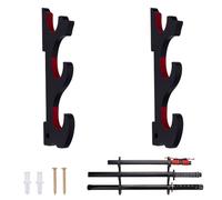UNICRAFTALE 2Pcs 3-Tier Sword Stand Displays Wood Adjustable Wall-mounted Knife Sword Holder 24.4x7.8x1.2cm Black Wall Display Swords Stand Display for Swords Light Saber Gift