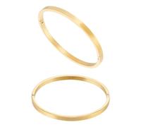 UNICRAFTALE 2Pcs 304 Stainless Steel Plain Bangles Golden Womens Bangle Oval Polished Finish Cuff Bangle for Bracelet Jewelry Making