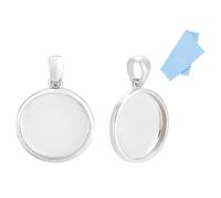 UNICRAFTALE 2pcs 925 Sterling Silver Pendant Cabochon Round Pendant Blank Bezel Pendant with Silver Polishing Cloth Base Pendant Cabochon Sets for Necklaces Jewelry Making