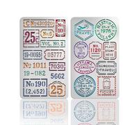 UNICRAFTALE 2Pcs Bill Digital Stamp Text Metal Stencils Retro Stainless Steel Number Words Template Reusable Bookmark Label Stencil for Card Making DIY Scrapbooking 6.96"x3.97"