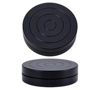 UNICRAFTALE 2Pcs Ceramic Rotation Wheel Black Clay Double Side Turntable Wheel 11.3cm Plastic Mini Turntable Ceramic Stand Sculpting Rotate Spinner Craft Platform Tool for Paint Spraying and Crafting