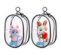 UNICRAFTALE 2Pcs Clear Figure Display Bag with Keychain Portable Hanging Blind Box Organizer Zipper Closure Dustproof Collectibles Case Small Doll Storage Pouch for Showing Off 17.8x12.5x8cm