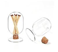 UNICRAFTALE 2pcs Decorative Match Cloche Glass Match Holder For Home Decor | Reversed Bottom Loading Design,Quality Glass Material,Wooden Stopper,130mm X 71mm,Multipurpose Decor,Ideal Gift