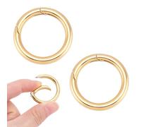 UNICRAFTALE 2Pcs Golden Spring Gate Rings 304 Stainless Steel Snap Clasps 30mm Diameter Round Carabiner Clips Snap Hooks Metal Spring Keyring Buckle Clasps for Bag Purse Key Chains