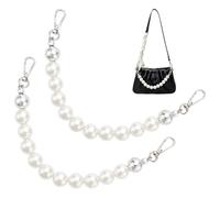 UNICRAFTALE 2Pcs Imitation Pearl Purse Chain 30cm Purse Extender Chain Pearl Bead Short Shoulder Strap with Silver Clasps Replacement Decorative Short Bag Handle Purses Making Accessories