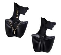 UNICRAFTALE 2Pcs Jewelry Mannequin Display Black Resin Bust Necklace Displays Stand Bust Mannequin Figurine Earring Mannequins Head Busts for Jewelry Display 13x4.85x17.4cm