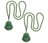 UNICRAFTALE 2Pcs Laughing Buddha Pendant Necklace Buddha Beads Chain Necklace Green Imitation Jade Buddhas Guanyin Crystal Beaded Rope Chain Gemstone Lucky Amulet Jewelry Gift for Women Men 24 inch