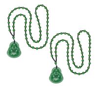 UNICRAFTALE 2Pcs Laughing Buddha Pendant Necklace Buddha Beads Chain Necklace Imitation Jade Guanyin Crystal Beaded Rope Chain Gemstone Lucky Amulet Jewelry Gift for Women Men, Resin, No Gemstone