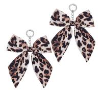 UNICRAFTALE 2Pcs Leopard Print Bow Bag Charms Fashion Bow Keychain with Metal Clasps Polyester Bownot Bag Accessory Bownot Charms for Women Handbag Purse Bags Car Key Chain 15cm