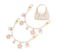 UNICRAFTALE 2Pcs Purse Chain Replacement 25cm Gold Short Chain Enamel Flower Charm Purse Handle Extender Decorative Bag Charms for Purse Handbag Wallet Shoulder Bag