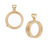 UNICRAFTALE 2Pcs Real 18K Gold Plated Memory Locket Pendants 20mm Long Crystal Photo Frame Locket Pendants Metal Flat Round Charms Glass Floating Charm for DIY Necklace Jewelry Making