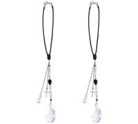 UNICRAFTALE 2pcs Rear View Mirror Charm Hanging Ornaments Made of Glass Teardrop Small Heart and Alloy Cross with Black Waxed Polyester Cord Personalized Hanging Accessories