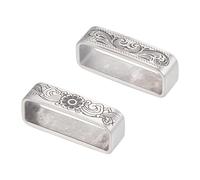 UNICRAFTALE 2Pcs Retro Belt Loop Keeper 304 Stainless Steel Belt Loop Antique Silver Men's Belt Buckle 45x12x7mm Belt Keeper with Floral Pattern for Men's Belt Fixing Buckle Accessories Fit 40.5x13mm