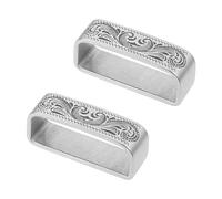 UNICRAFTALE 2Pcs Retro Belt Loop Keeper 304 Stainless Steel Belt Loop Antique Silver Men's Belt Buckle 45x12x7mm Belt Keeper with Floral Pattern for Men's Belt Fixing Men's Belt Buckle Accessories