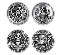 UNICRAFTALE 2Pcs Rose Woman Momento Mori Coin 3D Skull Coin Stainless Steel Double Sided Decision Coins Mexican Style Challenge Coins Flipping Token Daily Stoic Gifts for Men Women