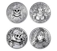 UNICRAFTALE 2Pcs Skeleton Knight Coins Goddess Knights Coins Stainless Steel Knight Chivalry Coin Decision Maker Commemorative Coin with Paper Box for Commemorative Gifts