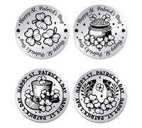 UNICRAFTALE 2Pcs St. Patrick's Day Coins Treasure Pot Horseshoe Lucky Coin 3 Leaf Clover Commemorative Coin Stainless Steel Double Sided Decision Coins Flipping Token Birthday Gift for Party