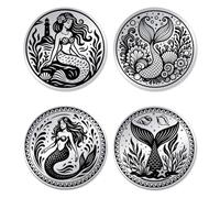 UNICRAFTALE 2Pcs Stainless Steel Double Sided Decision Coins Mermaid Coin Mermaid Princess Decision Coin Ocean Sea Theme with Paper Box for Women Commemorative Gifts