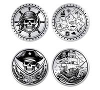 UNICRAFTALE 2Pcs Stainless Steel Double Sided Decision Coins Pirates Skull Coin Pirate Ship Pirate Map Decision Coin with Paper Box for Women Men Challenge Gifts