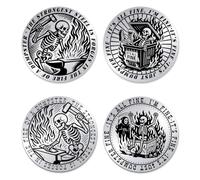 UNICRAFTALE 2Pcs Stainless Steel Double Sided Decision Coins Skull Forge Coin Burning Dumpster Coin Commemorative Coins Flipping Token for Men Women