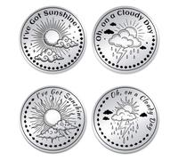 UNICRAFTALE 2Pcs Stainless Steel Double Sided Decision Sunny Days and Rainy Days Coin Sobriety Coin AA Chips Recovery Medallions Gifts for DIY Women Men Celebrating Sober Milestones